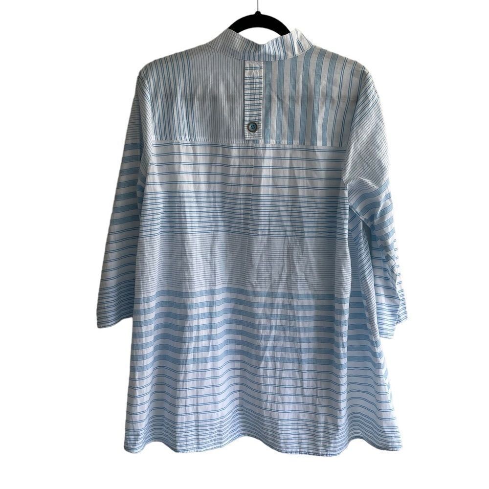 HABITAT Clothes to Live In Cotton Striped Oversized Blouse Blue White M - Picture 3 of 6